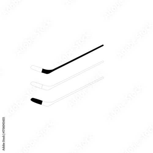 This clean vector graphic showcases three hockey sticks in a simple, flat design, perfect for use in logos, websites, or any ice hockey related material.