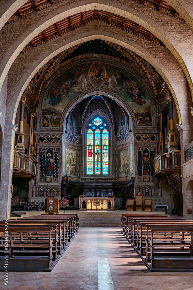 Fototapeta premium The Cathedral of Saints Mariano and Giacomo is the mother church of the Diocese of Gubbio. It is dedicated to Saints Mariano and Giacomo, martyrs of Lambaesi in Numidia.