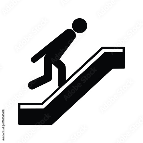 Person Falling Down Escalator Vector Icon Isolated on White Background