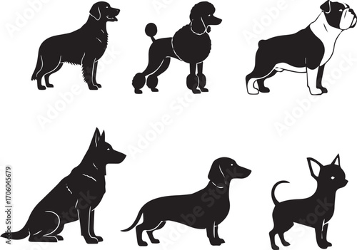 silhouette dog ,Art & IllustrationAll Dog breeds Complete Collection, Dog Clipart for Cricut