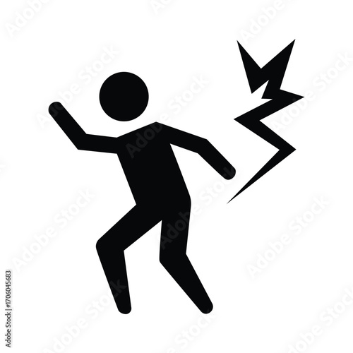 Person Getting Electric Shock Pictogram Isolated on White Background