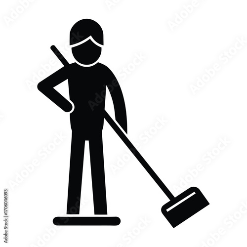 Person Mopping Floor Vector Icon Isolated on White Background