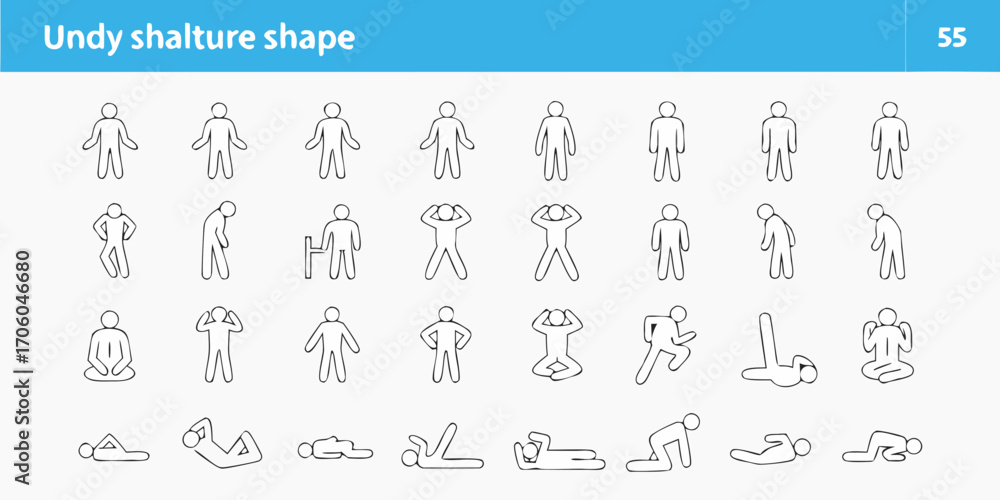 Obraz premium Collection of simple line art human figures in various poses and actions representing different postures and movements