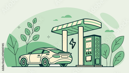 Electric Vehicle Charging Station Franchise – Vector of Green Technology, Future Mobility, and Modern Business