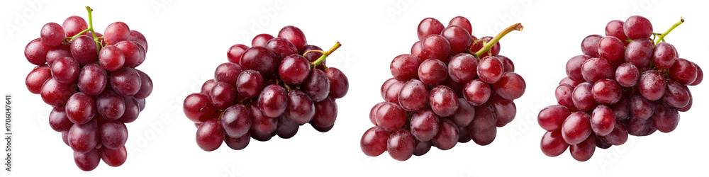 Fototapeta premium Red grape fruit food isolated bunch juicy fresh sweet Red grape bunch fruit food isolated
