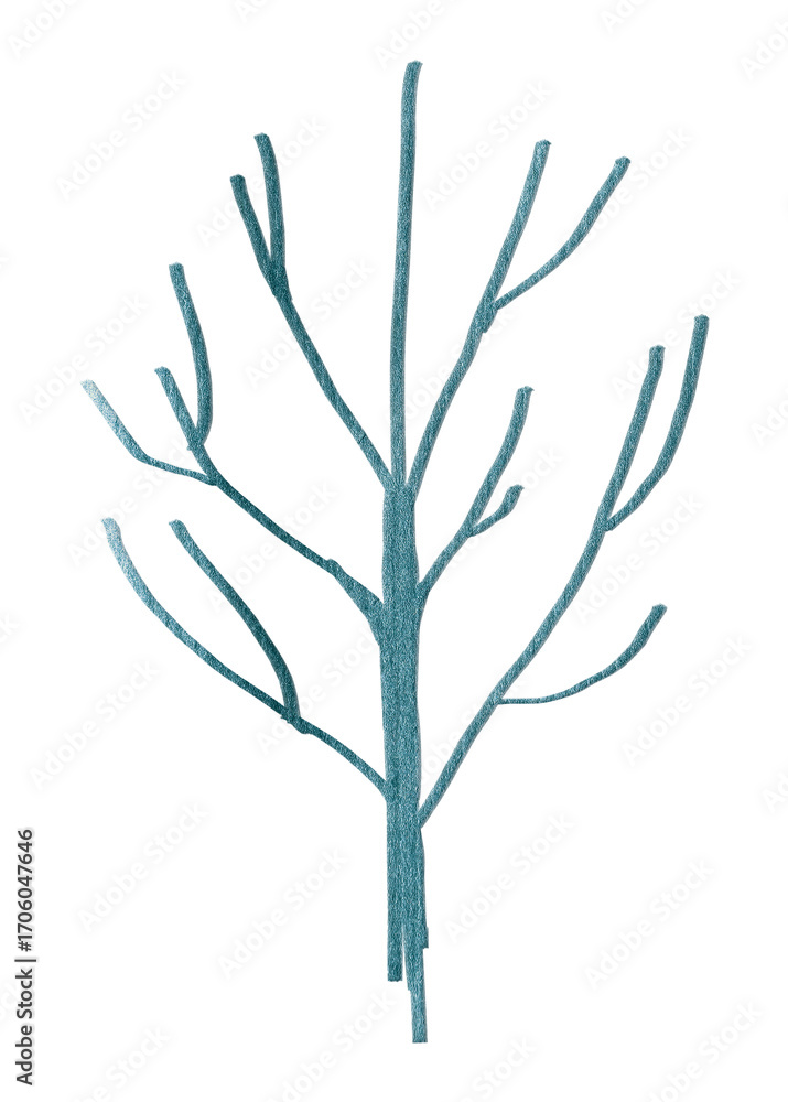Obraz premium Leafless tree png sticker, nature paper collage element, transparent background