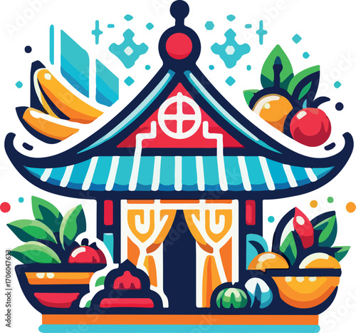 Vietnam market logo  vector white background .