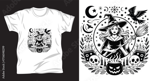 Witchcraft graphic vector t shirt design print.