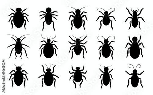 Vector art of set of various beetle silhouettes