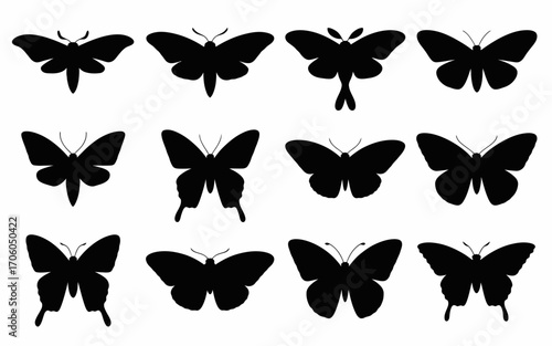Vector art of collection of moth silhouettes for design use
