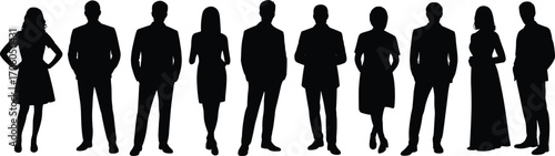 Wallpaper Mural Business people silhouettes, formal attire group, professional team standing, corporate staff, office workers, men and women vector illustration Torontodigital.ca