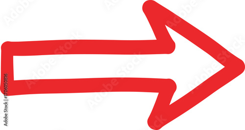 a simple red arrow pointing right on white background