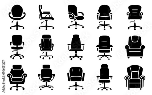 Vector art of collection of office chairs silhouette