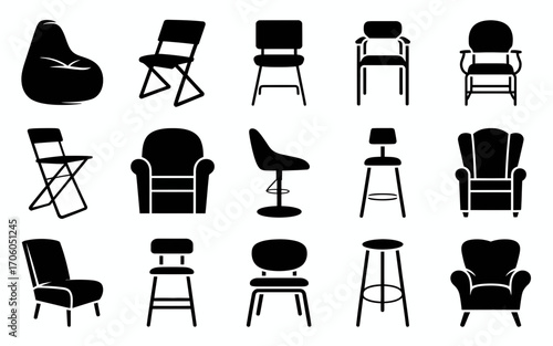 Vector art of collection of chair silhouette