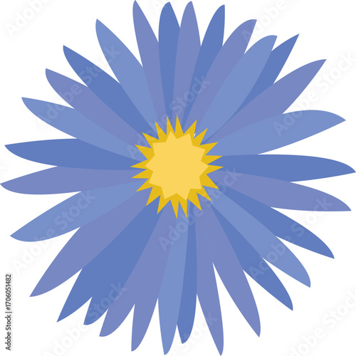 Stylized aster flower illustration isolated on white background