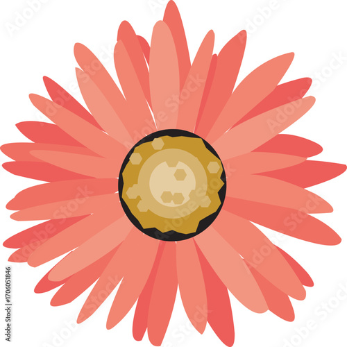 Stylized aster flower illustration isolated on white background