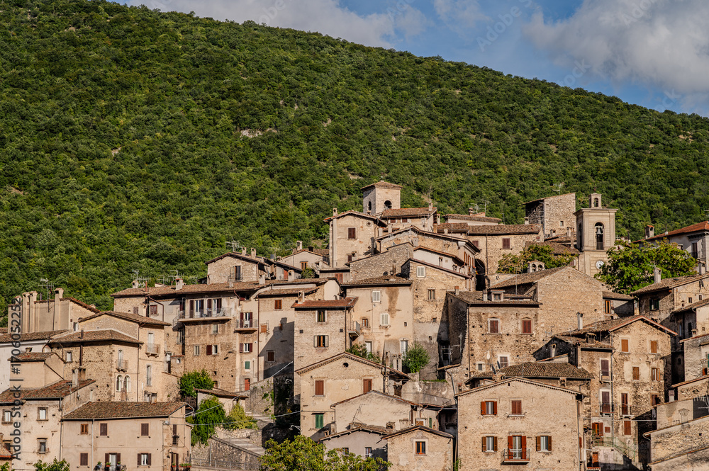 Fototapeta premium Scanno is an Italian town of 1 782 inhabitants located in the province of L’Aquila, in Abruzzo. The municipal area, surrounded by the Marsican Mountains.