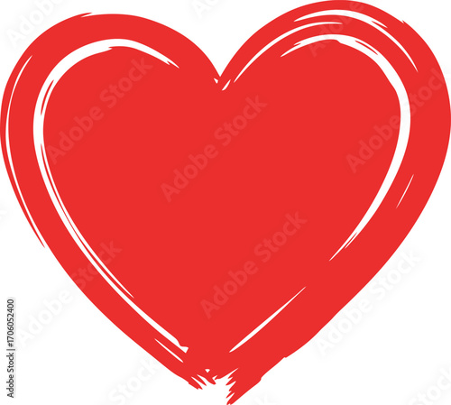 a vibrant red heart painted with bold brushstrokes