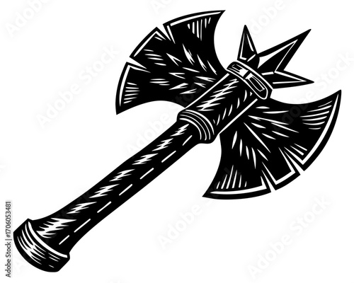 Tomahawk Silhouette Linocut, Native American Thanksgiving SVG