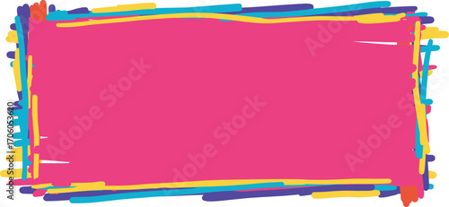 colorful layered lines frame vibrant pink square art piece