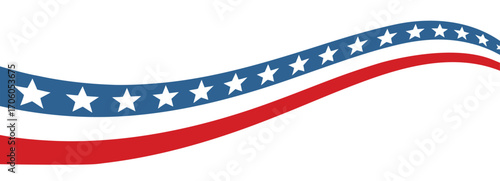 american patriotic ribbon illustration with wavy red and blue bands and white stars symbolizing national pride and celebration