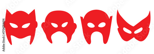 Silhouette superhero mask vector icon set