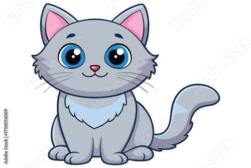 Cute cartoon kitten illustration big round eyes adorable pet