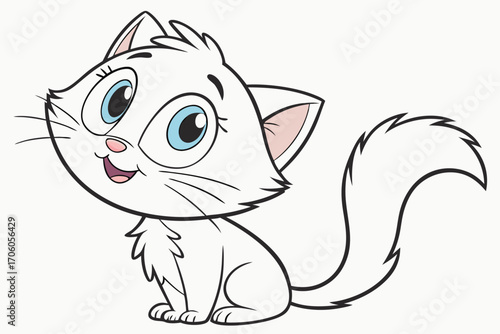 Cute cartoon kitten illustration big round eyes playful