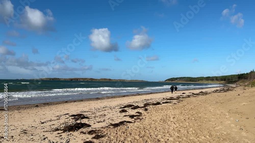 The beach at Newborough Warren and Llanddwyn Bay on the Isle of Anglesey in Gwynedd off the north Wales coast.
