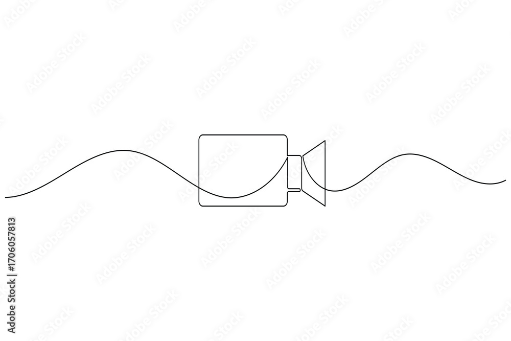 Obraz premium Video camera continuous one line drawing of great for film, media, and video production concepts