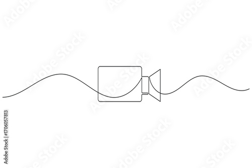 Video camera continuous one line drawing of great for film, media, and video production concepts