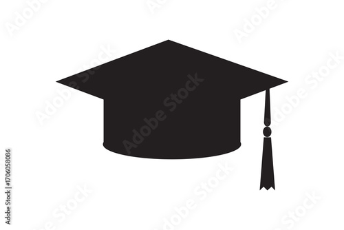 Graduation cap illustration on white background, academic achievement.