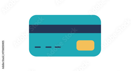 Sleek teal credit card icon for modern finance, easy payment solutions and secure online transactions
