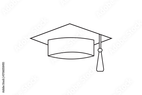 Graduation cap illustration on white background, academic achievement.
