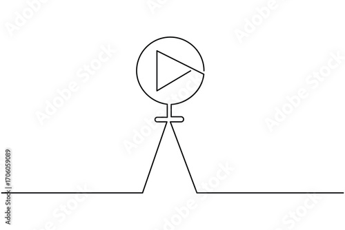 Video camera continuous one line drawing of great for film, media, and video production concepts