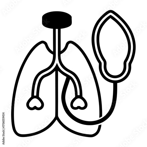 Lung Health Examination Medical Illustration Healthcare and Wellness Diagnosis Stethoscope Symbol Medical Icon Anatomy
