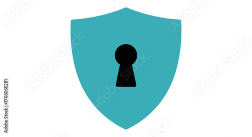 Modern security shield with keyhole, protection and privacy concept, data safety and access control