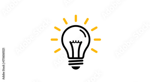 Bright idea concept with glowing lightbulb icon, symbolizing innovation and creativity.