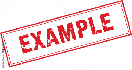 Distressed Red Example Stamp on White Grungy Illustration, Isolated Design