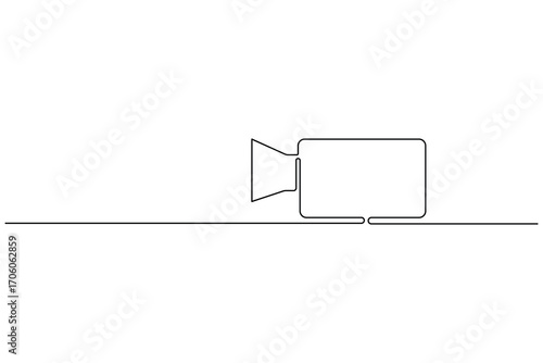 Video camera continuous one line drawing of great for film, media, and video production concepts