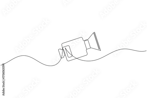 Video camera continuous one line drawing of great for film, media, and video production concepts