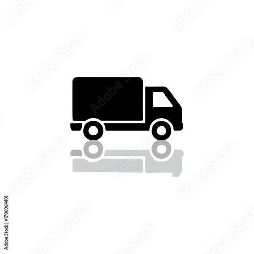 Delivery truck, Logistics van icon logo flat vector design