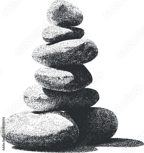 A balanced stack of smooth stones symbolizing tranquility and harmony in nature.