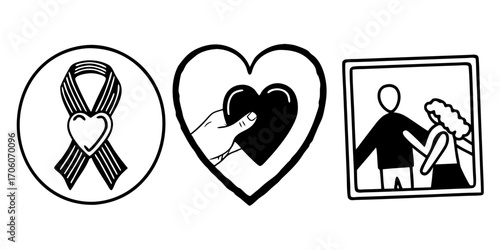 Care and support icon set. Vector graphic illustration.Vector illustration of insurance icons representing safety, protection, and financial security
