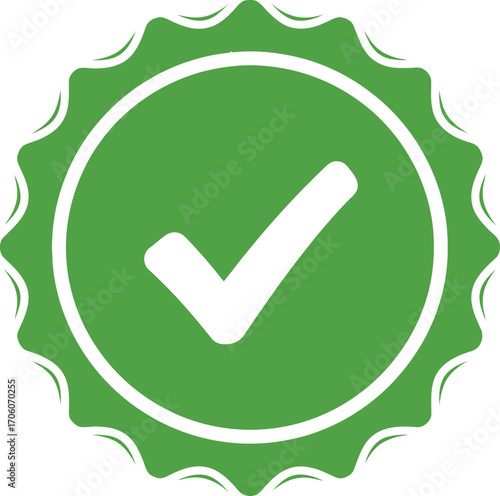 Green Approved Icon Element with White Check Mark in Circle
