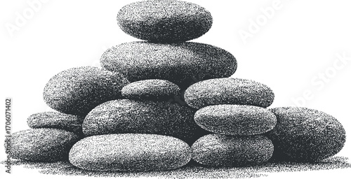 A balanced stack of smooth stones creating a tranquil and serene natural aesthetic.