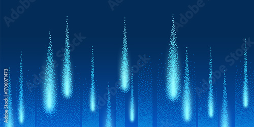 Dots Digital Technology Blue Vector Background. Artificial Intelligence Abstract Data Code Concept. Light Tech Rain Gritty Texture Grain Backdrop Illustration