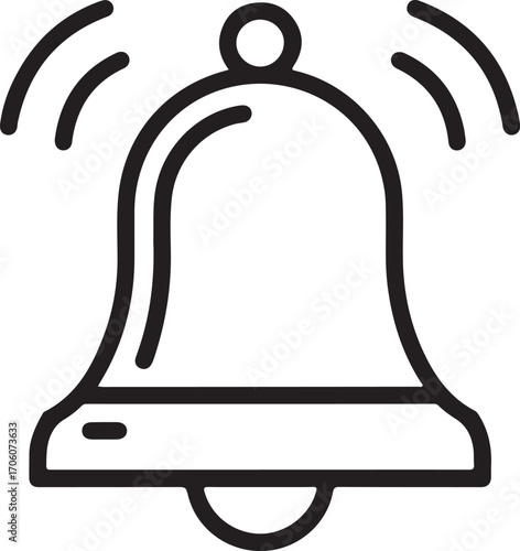 Simple outline icon of a ringing bell with sound waves