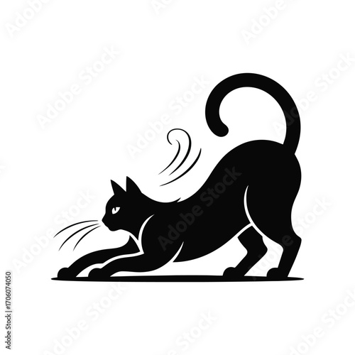 Stretching Cat Silhouette Illustration Vector Design for Pet Lovers and Animal Art