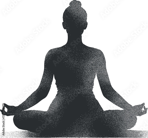 Silhouette of a person meditating in a yoga pose, symbolizing peace and mindfulness.
